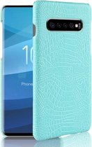 Schokbestendig Crocodile Texture PC + PU-hoesje voor Galaxy S10 5G (groen)