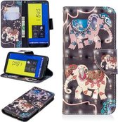 3D Gekleurde Tekening Patroon Horizontale Leren Flip Case voor Galaxy J6, met Houder & Kaartsleuven & Portemonnee (Twee Olifanten)