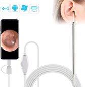 i95 3 in 1 USB Oor Scope Inspectie HD 0.3MP Camera Visuele Oorlepel voor OTG Android-telefoons & pc & MacBook, 1.75m lengte kabel (wit)-Wit