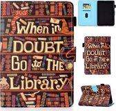 Voor Amazon Kindle Paperwhite 4 Gekleurde tekeningstiksels Horizontale flip lederen tas, met houder en kaartsleuven (bibliotheek)