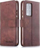 Diaobaolee Pure Fresh Texture Horizontale Flip Leren Case met Houder & Kaartsleuven & Portemonnee & Fotolijst Voor Huawei Honor X10 5G (Bruin)