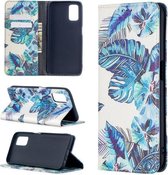 Voor OPPO A52 / A72 5G Gekleurd Tekening Patroon Onzichtbaar Magnetisch Horizontaal Flip PU Lederen Case met Houder & Kaartsleuven & Portemonnee (Blauw Blad)