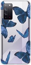 Voor Huawei Honor X10 5G schokbestendig geschilderd TPU beschermhoes (blauwe vlinder)