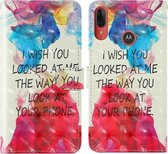 Voor Motorola Moto E6 Plus 3D-schilderij Gekleurde tekening Patroon Horizontaal Flip TPU + PU lederen tas met houder & kaartsleuven & portemonnee & lanyard (Engels alfabet)