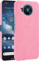 Voor Nokia 8.3 Shockproof Crocodile Texture PC + PU Case (Pink)