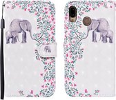 Voor Huawei P20 lite 3D Geschilderd Patroon Horizontale Flip Leren Case met Houder & Portemonnee & Kaartsleuf & Lanyard (Bloem Olifant)