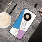 Voor Huawei Mate 40 Pro Frosted Fashion Marble Shockproof TPU beschermhoes (blauw-violette driehoek)