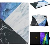 Voor iPad 11 Pro (2020) Horizontale lederen flip-hoes met houder & kaartsleuf & slaap- / wekfunctie (blauw wit stiksel)