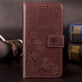 Voor Huawei Mate 30 Lucky Clover Pressed Flowers Pattern Leather Case, met houder & kaartsleuven & portemonnee & draagriem (bruin)