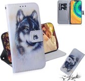 Voor Huawei Mate 30 Pro / 5G Gekleurde Tekening Patroon Horizontale Flip PU Lederen Case met Houder & Kaartsleuven & Portemonnee (Witte Wolf)