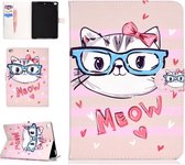 Voor iPad 10.2 Gekleurd tekeningpatroon Horizontaal Flip PU-lederen tas met houder & kaartsleuf & slaap- / wekfunctie (bril kat)