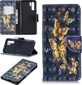 3D Gekleurde Tekening Patroon Horizontale Flip Leren Case voor Huawei P30 Pro, met Houder & Kaartsleuven & Portemonnee (Zwarte Achtergrond Vlinder)