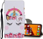 Voor iPhone 11 Gekleurd tekeningpatroon Horizontaal lederen flip-hoesje met houder & kaartsleuven & portemonnee (Crown Unicorn)
