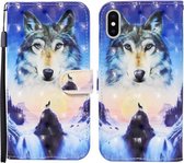 Voor iPhone XS Max 3D Geschilderd Patroon Horizontale Leren Flip Case met Houder & Portemonnee & Kaartsleuf & Lanyard (Sunrise Wolf)