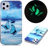 Voor iPhone 11 Pro Max Luminous TPU zachte beschermhoes (dubbele vlinders)