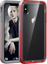 Grijs + rood voor iPhone X / XS 2 in 1 TPU + pc effen kleurencombinatie Drop