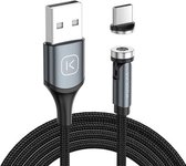 KUULAA KL-O135 1 m USB naar USB-C / Type-C 540 graden roterende magnetische oplaadkabel met één punt (zwart)