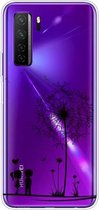 Voor Huawei P40 Lite 5G gekleurd tekeningpatroon zeer transparant TPU beschermhoes (paardebloem)