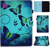 Voor Huawei MediaPad T3 10.0 inch Gekleurde Tekening Stiksels Horizontale Flip Lederen Case met Houder & Kaartsleuven (Groene Vlinders)