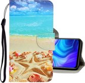 Voor Huawei Y6p 3D Gekleurde Tekening Horizontale Flip PU Lederen Case met Houder & Kaartsleuven & Portemonnee (Pentagram)
