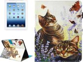 Voor iPad 4/3/2 Katten en Vlinders Patroon Horizontale Flip Leren Case met Houder & Portemonnee & Kaartsleuven & Slaap / Wekfunctie & Pengleuf