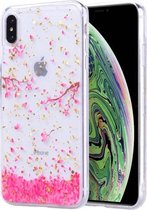 Goudfoliestijl Dropping Glue TPU zachte beschermhoes voor iPhone XS / X (Sakura)