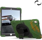 Voor iPad Pro 10,5 inch 360 graden rotatie pc + siliconen beschermhoes met houder en polsband (camouflage groen)