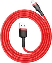 Baseus 2,4A 1 m USB naar 8-pins high-density nylon geweven USB-kabel (rood)