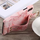 Long Pink Panther Pattern Crocodile Texture PU + PC Case voor iPhone X, met houder