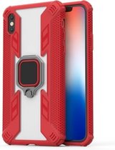 Iron Warrior schokbestendige TPU + pc-beschermhoes voor iPhone XS, met 360 graden rotatiehouder (rood)