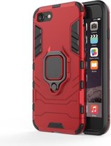 PC + TPU schokbestendige beschermhoes voor iPhone SE 2020 & 8 & 7, met magnetische ringhouder (rood)