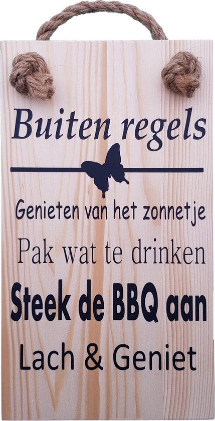 Handgemaakt Houten tekstbord "Buiten regels" 14x25 cm | bol.com