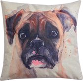 Clayre & Eef Sierkussen 43*43 cm Wit Beige Synthetisch Vierkant Hond Kussenhoes met Kussenvulling