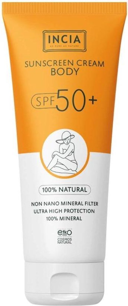 INCIA Natuurlijke Zonnebrandcrème voor het Lichaam SPF 50 | Zonnebrand zonder parfum of andere synthetische toevoegingen | Dierproefvrij.