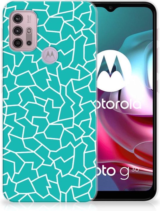 Back Case Siliconen Hoesje Motorola Moto G30 | G10 Telefoonhoesje Cracks  Blue | bol.com