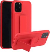 Schokbestendige beschermhoes voor pc + TPU met polsband en houder voor iPhone 12 Pro Max (rood)