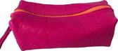 Haaknaaldenetui handgemaakt, echt leer. Fuchsia