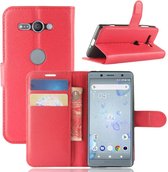 Voor Sony Xperia XZ2 Compact PU + TPU Litchi Texture Horizontale Flip Leren Case met Portemonnee & Houder & Kaartsleuven (Rood)