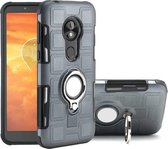 Voor Motorola Moto E5 Play Go 2 in 1 Cube PC + TPU beschermhoes met 360 graden draaien zilveren ringhouder (grijs)