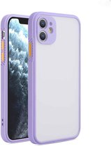 Rechte zijkant Skin Feel Frosted PC + TPU-hoes met verwijderbare kleurenknop voor iPhone 11 (Grass Purple)