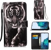 Voor Samsung Galaxy S30 Plus 3D Schilderen Horizontale Flip Leren Case met Houder & Kaartsleuf & Lanyard (Zwart-witte Tijger)