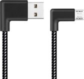 1m 2A USB naar Micro USB Weave Style Double Elbow Data Sync oplaadkabel, Voor Samsung / Huawei / Xiaomi / Meizu / LG / HTC (zwart)