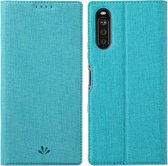 Voor Sony Xperia 10 III ViLi DMX-serie Schokbestendig TPU + PU-leer Magnetische attractie Horizontale flip-hoes met kaartsleuf en houder (blauw)