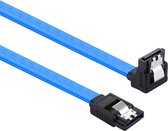 26AWG SATA III 7-pins vrouwelijk recht naar 7-pins vrouwelijke elleboog datakabel Verlengkabel voor HDD / SSD, totale lengte: ongeveer 50 cm (blauw)