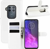 Voor Motorola One Zoom Litchi Texture Horizontale Flip Leren Case met Portemonnee & Houder & Kaartsleuven (Wit)
