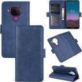 Voor Nokia 5.4 dubbelzijdige magnetische gesp horizontale flip lederen tas met houder & kaartsleuven & portemonnee (donkerblauw)