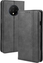 Voor OnePlus 7T Magnetische Gesp Retro Crazy Horse Textuur Horizontale Flip Leren Case, met Houder & Kaartsleuven & Fotolijst (Zwart)