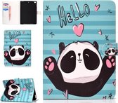 Gekleurde patroontekening Horizontale flip PU lederen tas met drie-vouwbare houder & slaap- / wekfunctie voor iPad 5/6/8 (mooie panda)