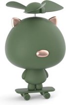 2 STKS Pocket Cartoon Fan Student Office USB Desktop Kleine Ventilator (Cat Green)