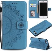 Totem Flower Reliëf Horizontale Flip TPU + PU lederen tas met houder & kaartsleuven & portemonnee voor iPhone 8 Plus / 7 Plus (blauw)